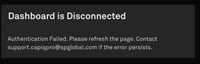 Dashboard is disconnected prompt
