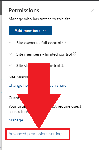 Permissions > Advanced Site Permissions