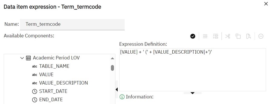 Custom data field Term_termcode