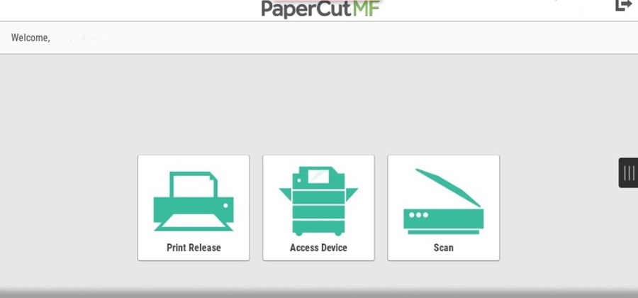 Image showing three options: Print Release, Access Device, and Scan