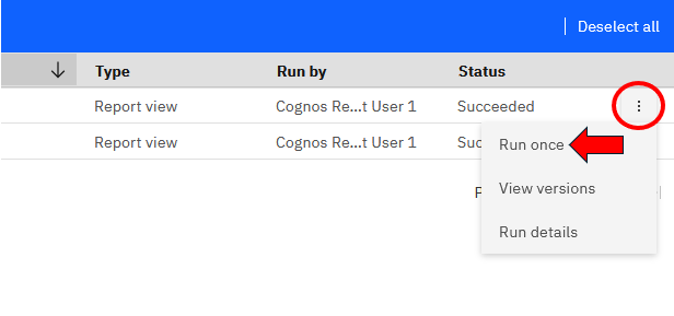 Rerunning Cognos Report with Run Once option