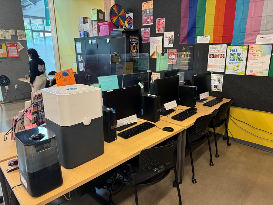 Image of Women's Center desks with three computers