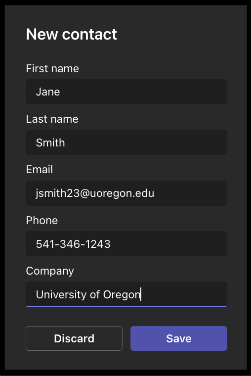 Add to contacts expanded with all fields