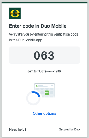 Duo Universal Prompt Verified Push screen