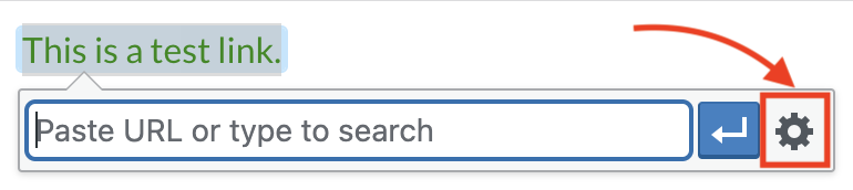 Small link box with the Link Options button highlighted