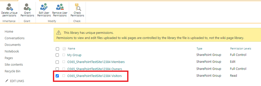 Select the desired group's checkbox.