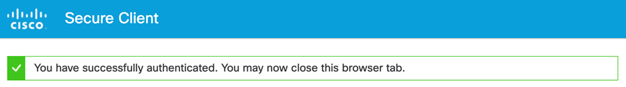 You have successfully authenticated message screen.