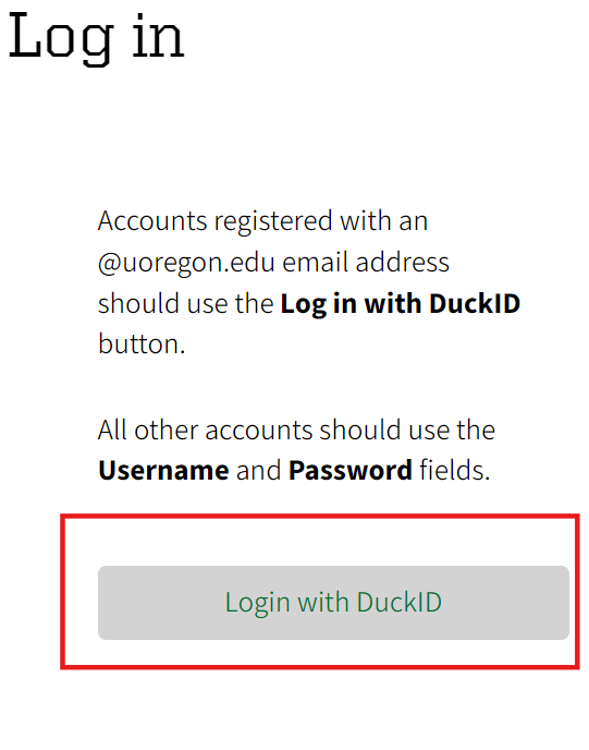 UO Profile Login with Duck ID