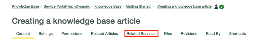 Article Tab Menu with Related Articles highlighted