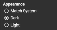 Click to View Full Image Appearance Setting in Dark Mode