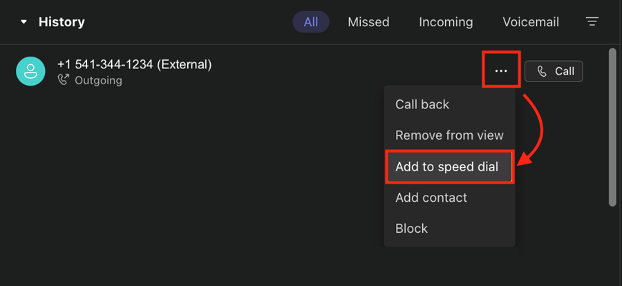Add to speed dial