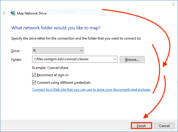 Map Network Drive dialog box
