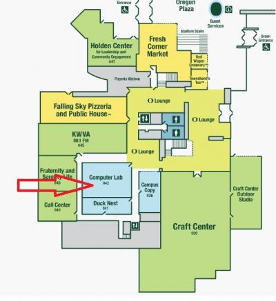 Map of the EMU indicating where the Computer Lab is located