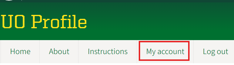 UO Profile My account option