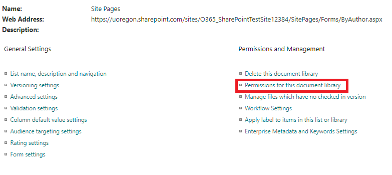 Permissions for site pages in SharePoint.