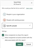 Click to View Full Image Microsoft Power BI Sharing Dialog with Specific People selected