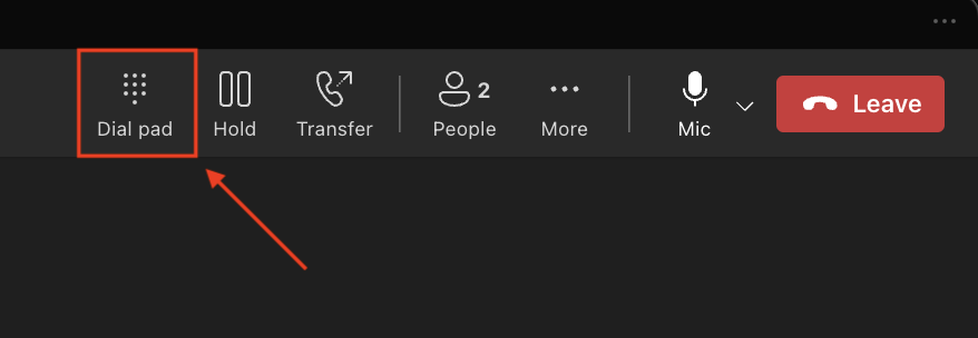 Dial pad in control bar