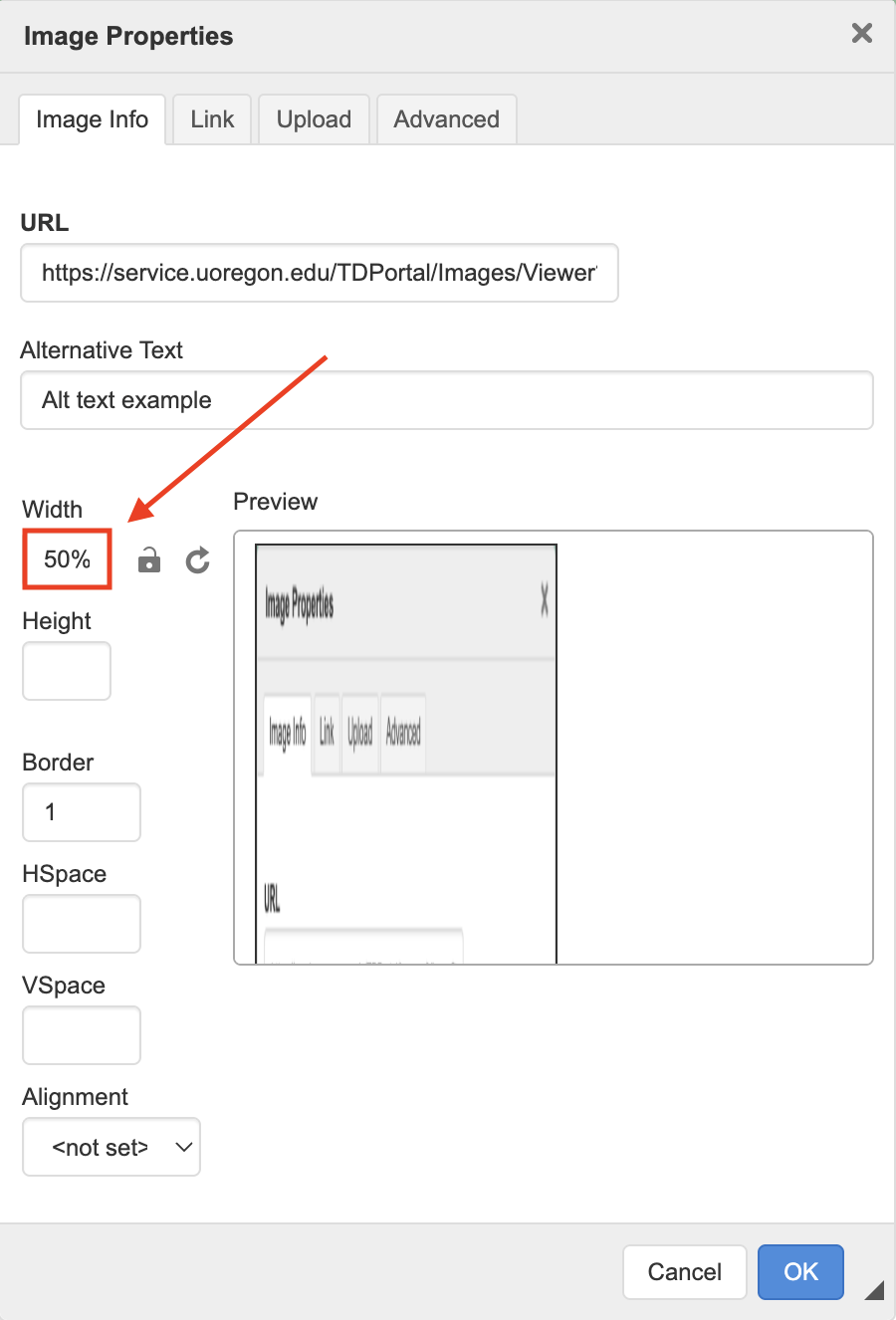 Image Width example