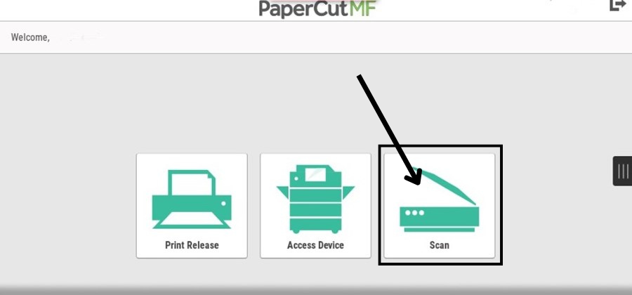 PaperCutMF three options:  Print Release, Access Device, and Scan
