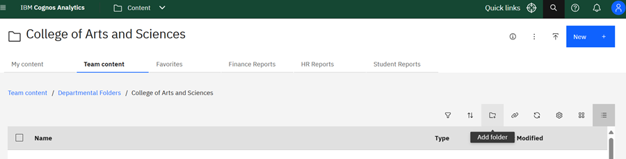 Create a new folder within a Departmental Folder
