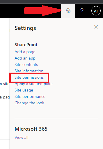 Settings > Site Permissions