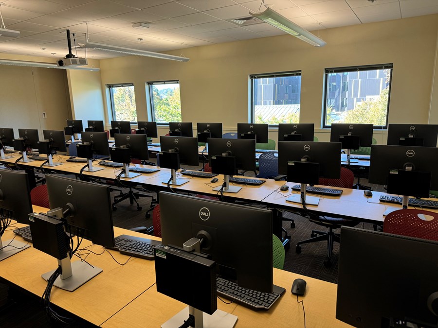 Image of Chiles 323 from the right of computers with desks