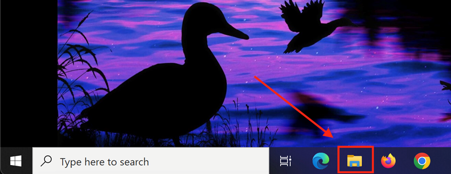 File Explorer icon in the Windows 10 dock.