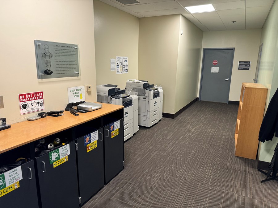 Image of Chiles 326 with trashcans and printers