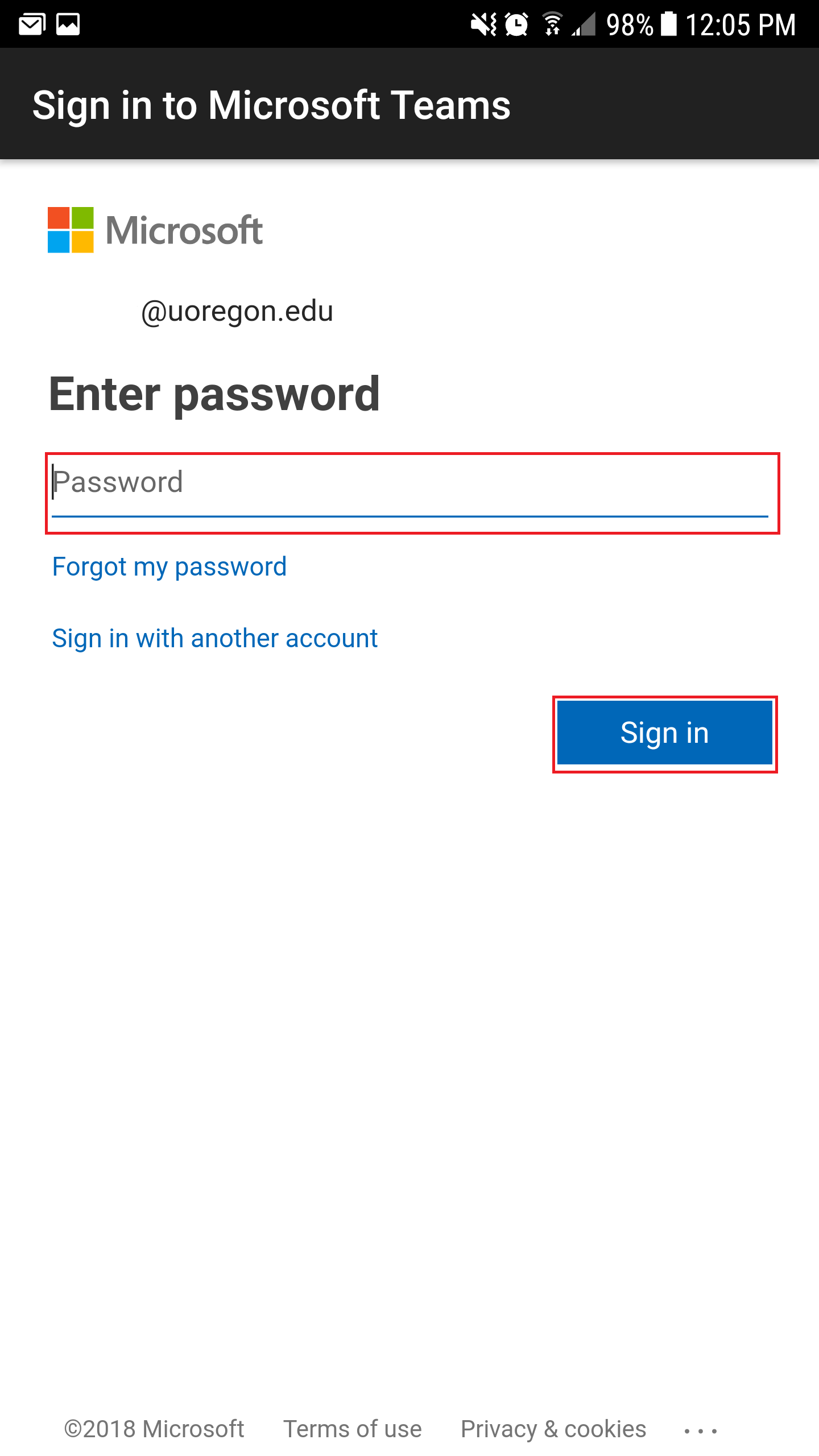 Sign in with your UOregon password page
