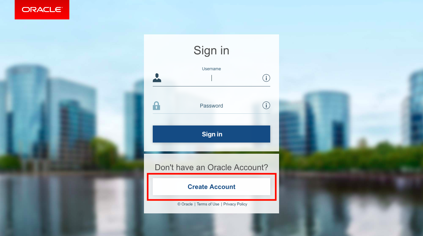 Oracle Sign-In Page