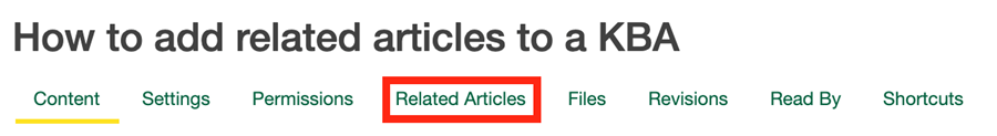 Article Tab Menu with Related Articles highlighted