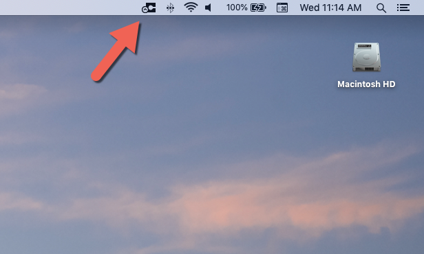 macOS Finder with Code42 icon highlighted in the system tray