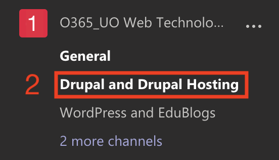 1. Teams 2. Channels