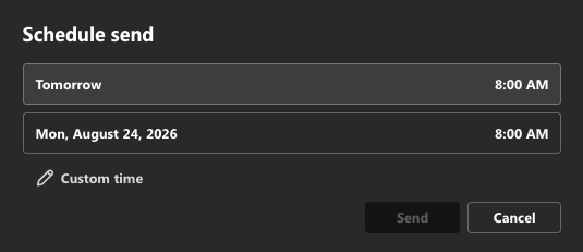 Schedule send options example