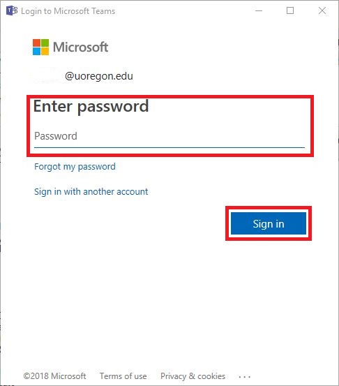 Enter your Duck ID password to sign in to Teams