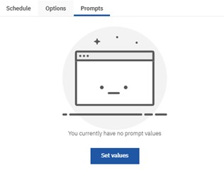 Set values screen
