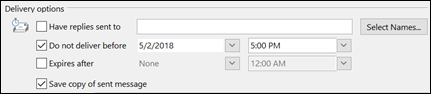 Mail Delivery Options menu