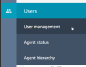 Users menu with User management option highlighted