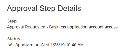 Approval Step Details with confirmation of approval
