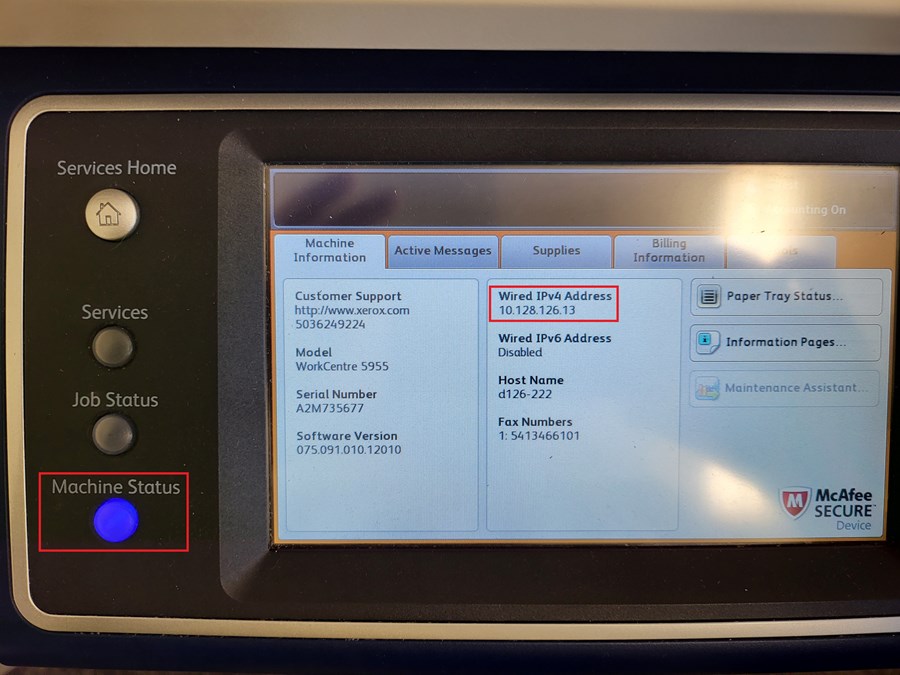 Xerox Printer - Find IP Address