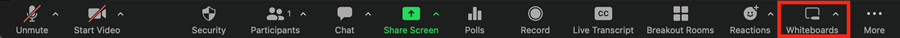Whiteboards icon highlighted on Zoom In-Meeting toolbar