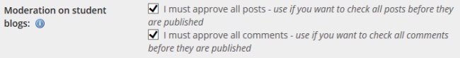 Moderation Setting Example when all options are selected.