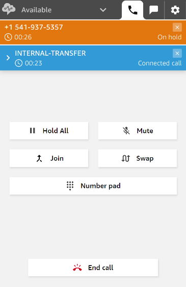Transfer/Merge Calls screen
