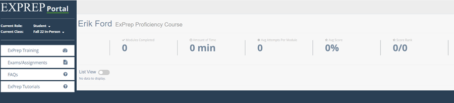 ExPrep Portal Logged In