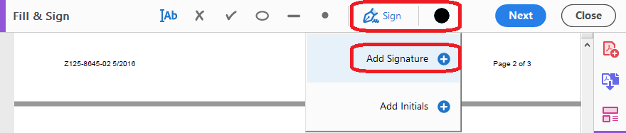 Select the Sign tool from the Fill & Sign ribbon