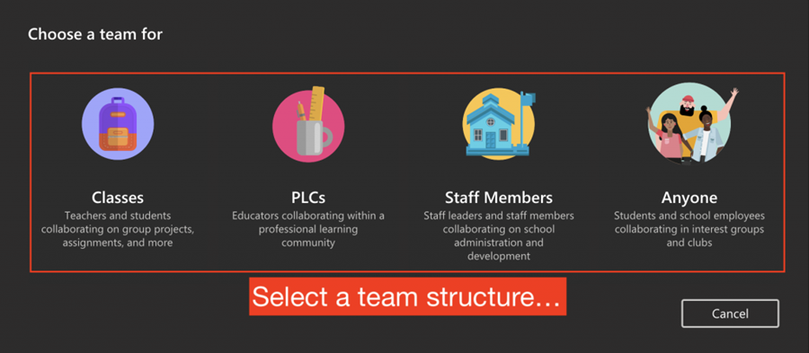 Select a team structure.