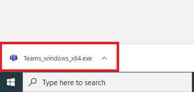 Teams windows x64 in bottom corner in Downloads