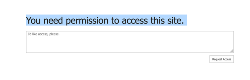 You need permission to access this site. prompt