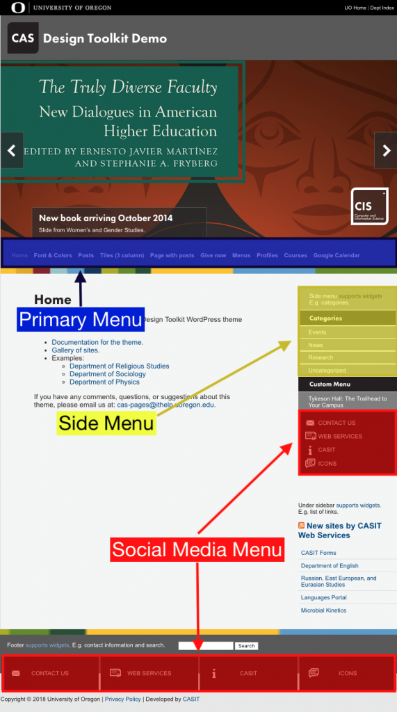 CAS Department Theme Menu Locations