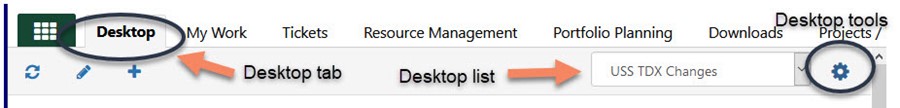 Select the desktop list drop-down menu